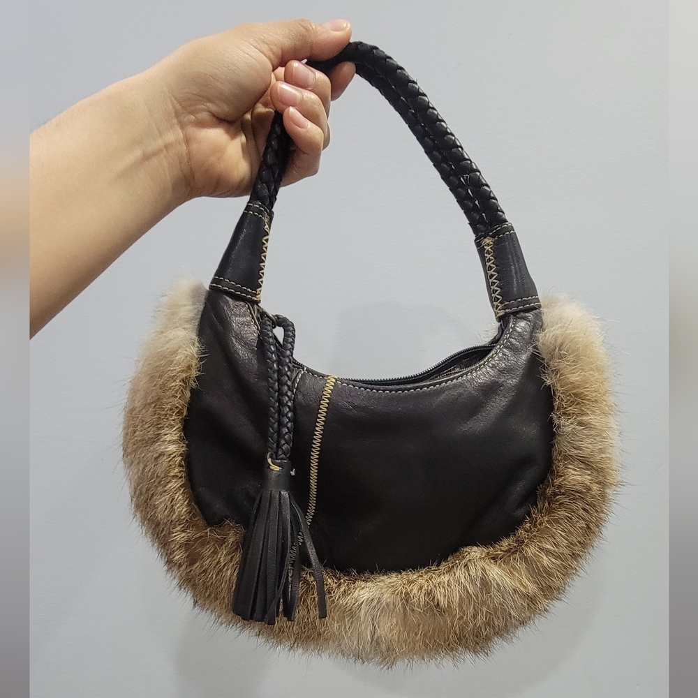 SOLD SOLD Maxx new york leather bag. Real fur purse